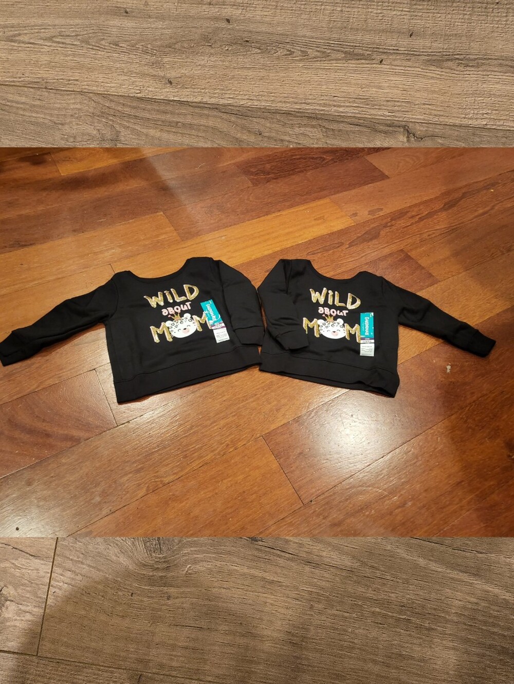 NWT twin set baby girl black fleece 'wild about mom' princess cat shirt size 12m